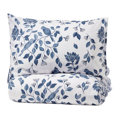 Sabrina Floral Blue & White King Duvet Cover & Pillow Case Set