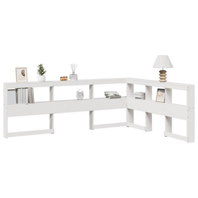 Berkfield Bookcase Headboard L-Shaped White 135 Cm Solid Wood Pine - image 1