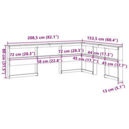 Berkfield Bookcase Headboard L-Shaped White 135 Cm Solid Wood Pine - thumbnail 9