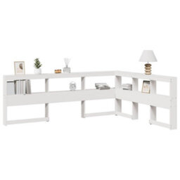 Berkfield Bookcase Headboard L-Shaped White 135 Cm Solid Wood Pine