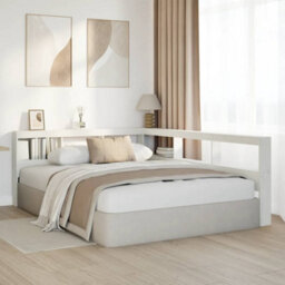 Berkfield Bookcase Headboard L-Shaped White 135 Cm Solid Wood Pine - thumbnail 3
