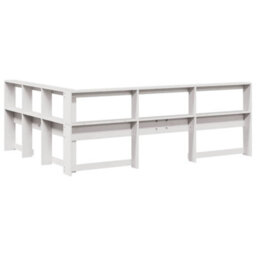 Berkfield Bookcase Headboard L-Shaped White 135 Cm Solid Wood Pine - thumbnail 6