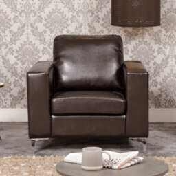 Woodleigh Bonded Leather Armchair - Brown - thumbnail 1