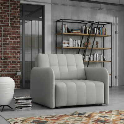 Viva Grand I Upholstered Sofa Bed With Wavy Spring Wooden Legs Wooden Frame Freestanding Backrest 85X95X98Cm Light Grey - image 1