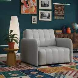 Viva Grand I Upholstered Sofa Bed With Wavy Spring Wooden Legs Wooden Frame Freestanding Backrest 85X95X98Cm Light Grey - thumbnail 2