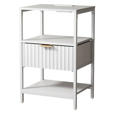 Modern 1 Drawers Bedside Table With Power Supply Nightstand Bedroom Furniture X2 - image 1