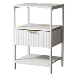 Modern 1 Drawers Bedside Table With Power Supply Nightstand Bedroom Furniture X2 - thumbnail 1