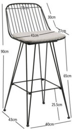 Nordlys Set 2 Of Bar Stools In Metal And Gray Fabric Industrial Style Dining Room - thumbnail 6