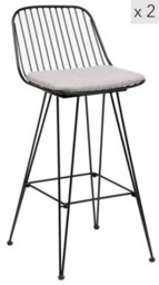 Nordlys Set 2 Of Bar Stools In Metal And Gray Fabric Industrial Style Dining Room - thumbnail 2