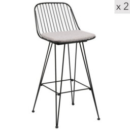 Nordlys Set 2 Of Bar Stools In Metal And Gray Fabric Industrial Style Dining Room - thumbnail 1