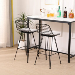 Nordlys Set 2 Of Bar Stools In Metal And Gray Fabric Industrial Style Dining Room - thumbnail 4
