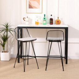Nordlys Set 2 Of Bar Stools In Metal And Gray Fabric Industrial Style Dining Room - thumbnail 3