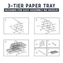 Mesh Stackable Document Trays Desk Letter File Organiser Rack - thumbnail 4