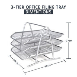 Mesh Stackable Document Trays Desk Letter File Organiser Rack - thumbnail 2