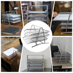 Mesh Stackable Document Trays Desk Letter File Organiser Rack - thumbnail 5