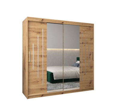 Arte York I Mirrored Sliding Door Wardrobe In  Oak Artisan 2000mm (H)2000mm (W) 620mm (D) - Stylish And Spacious Storage Solution - image 1
