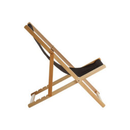Orsina Adjustable Black Deck Chair, Sling Design Lawn Chair, Ethically Sourced Deck Chair, Stylish Garden Chair - thumbnail 3