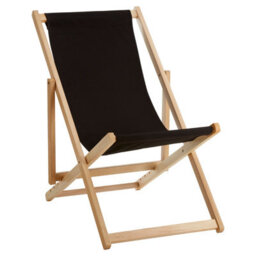 Orsina Adjustable Black Deck Chair, Sling Design Lawn Chair, Ethically Sourced Deck Chair, Stylish Garden Chair - thumbnail 2