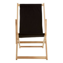 Orsina Adjustable Black Deck Chair, Sling Design Lawn Chair, Ethically Sourced Deck Chair, Stylish Garden Chair - thumbnail 1