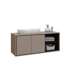 Arte Irvine 60 Floating Vanity Unit W1200mm H510mm D480mm - Congo & Black With Two Hinged Doors And Modern Floating Design - thumbnail 3