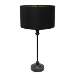 Valuelights Maggie Black Candlestick Table Lamp With Black And Gold Inner Lamp Shade And Led Bulb - thumbnail 3