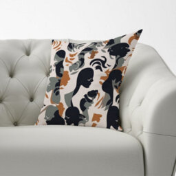 Warren Reed Designer Abstract Grey Brown Silhouette Cushions 60Cm X 60Cm - thumbnail 2