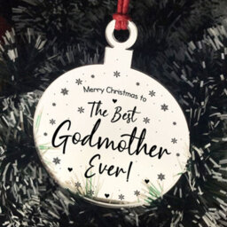 Red Ocean Christmas Gift For Godmother Engraved Hanging Tree Decoration - thumbnail 6