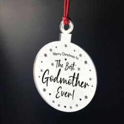 Red Ocean Christmas Gift For Godmother Engraved Hanging Tree Decoration - thumbnail 2