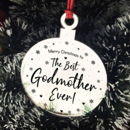 Red Ocean Christmas Gift For Godmother Engraved Hanging Tree Decoration - thumbnail 3