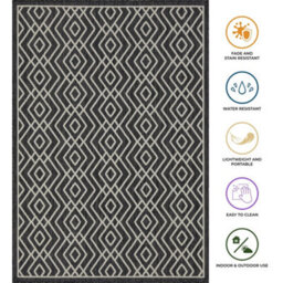 Homeart Outdoor Rugs Easy Cleaning Area Rugs For Balcony,garden,picnic,uv Weather Resistant D.anthracite Cream, 140 X 200 Cm - thumbnail 6