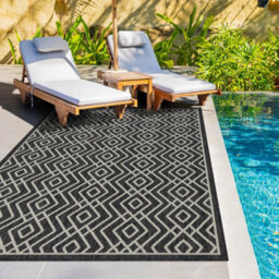 Homeart Outdoor Rugs Easy Cleaning Area Rugs For Balcony,garden,picnic,uv Weather Resistant D.anthracite Cream, 140 X 200 Cm - thumbnail 2
