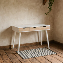 Wyld Haus Dresden Office Desk - White Top & Sonoma Oak Drawers, 3-Drawer, 1100 X 500 X 771 mm - thumbnail 2