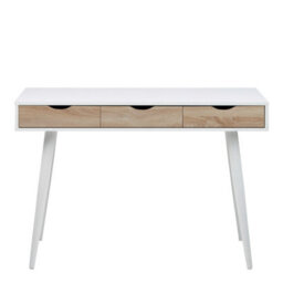 Wyld Haus Dresden Office Desk - White Top & Sonoma Oak Drawers, 3-Drawer, 1100 X 500 X 771 mm - thumbnail 4