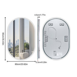 Luvodi 600X900mm Oval Bluetooth Led Bathroom Mirror Backlit, Memory, Anti-Fog, Dimmable ,waterproof - thumbnail 2