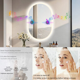 Luvodi 600X900mm Oval Bluetooth Led Bathroom Mirror Backlit, Memory, Anti-Fog, Dimmable ,waterproof - thumbnail 3