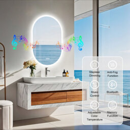 Luvodi 600X900mm Oval Bluetooth Led Bathroom Mirror Backlit, Memory, Anti-Fog, Dimmable ,waterproof - thumbnail 5