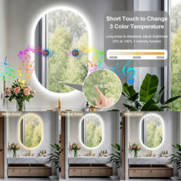 Luvodi 600X900mm Oval Bluetooth Led Bathroom Mirror Backlit, Memory, Anti-Fog, Dimmable ,waterproof - thumbnail 4