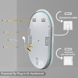 Luvodi 600X900mm Oval Bluetooth Led Bathroom Mirror Backlit, Memory, Anti-Fog, Dimmable ,waterproof - thumbnail 9