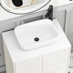 Royal Bathrooms Royal Bathroom Elmore 700mm Classic White Freestanding Bathroom Vanity Unit 2 Door Plain White Worktop With Elva Basin - thumbnail 4