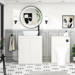 Royal Bathrooms Royal Bathroom Elmore 700mm Classic White Freestanding Bathroom Vanity Unit 2 Door Plain White Worktop With Elva Basin - thumbnail 5