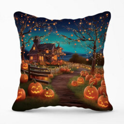 Warren Reed Designer Enchanted Hallowen Pumpkin Patch Outdoor Cushion 45Cm X 45Cm - thumbnail 1