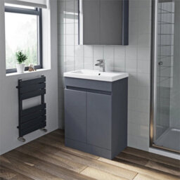 Bathroom Vanity Unit Freestanding Basin Sink Cabinet Furniture Gloss Grey 600mm - thumbnail 6