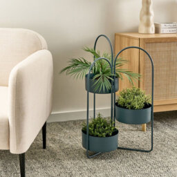 Wyld And Coco Evergreen Foldable 3-Planter Stand Dark Blue Iron 56 X 26 X 75 Cm - thumbnail 2