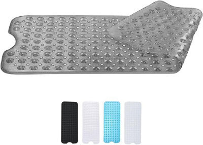 Zuvo Extra Long Bath Mat 100X40Cm Grey Non Slip Shower Mat With Suction And Machine Washable - image 1