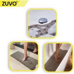 Zuvo Extra Long Bath Mat 100X40Cm Grey Non Slip Shower Mat With Suction And Machine Washable - thumbnail 5