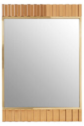 Orsina Accent Mirror With Metallic Gold Fringes, Sleek Luxe-Style Rectangular New Mirror, Modern Wall Mirror