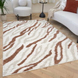 The Rugs Moodi Shaggy Light Beige/terra Savara Rug Runner Abstract Thick High Pile For Living Rooms, Bedrooms, Hallways, Kitchens - thumbnail 7