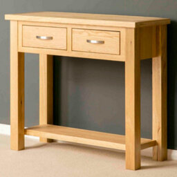 London Oak 85Cm Console Table With Drawers - By Roseland Furniture - thumbnail 4