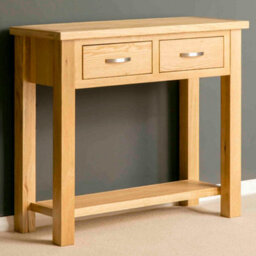 London Oak 85Cm Console Table With Drawers - By Roseland Furniture - thumbnail 3