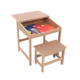 Orsina Angled Surface Children Natural Desk And Stool, Sleek Functional Desk For Children, Durable Desk And Stool - thumbnail 4